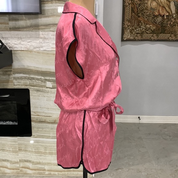 Victorias Secret’s Sleepwear Short Romper. Pink Black Trim. Size S - Picture 4 of 8